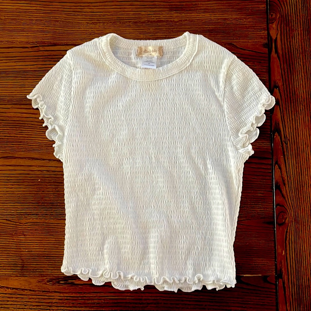 Altar’d State White Ribbed Short Sleeve Top